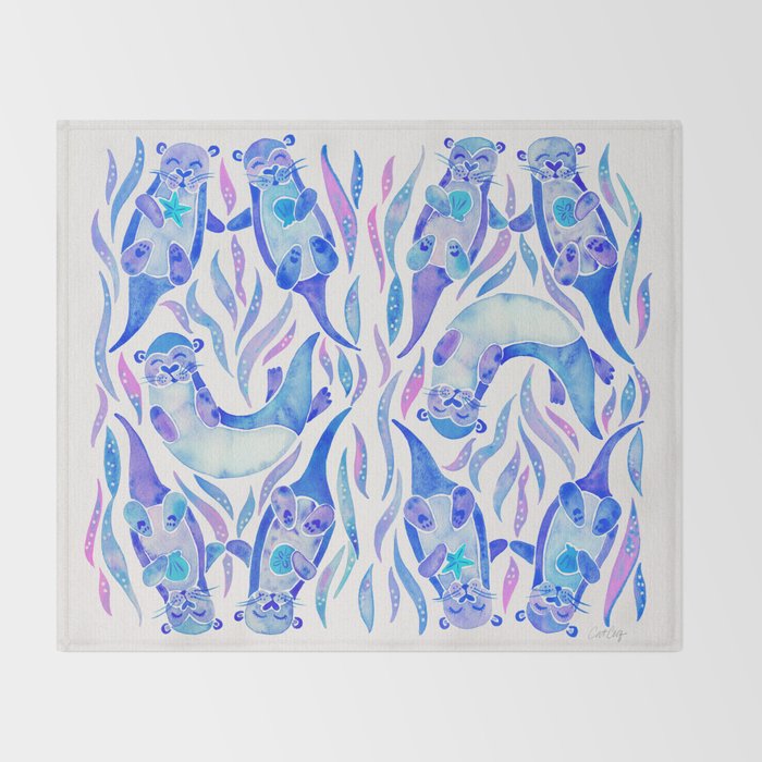 Five Otters - Indigo OmbrÃ© Throw Blanket Gallery Image 2