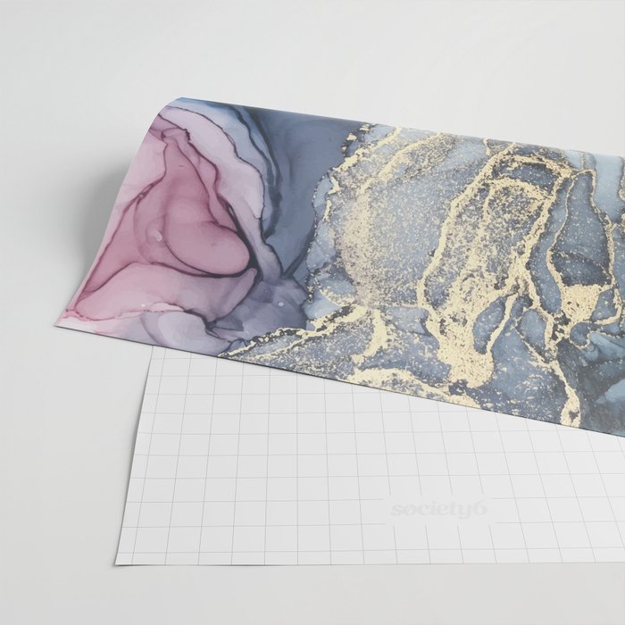 Blush, Payne's Gray and Gold Metallic Abstract Wrapping Paper Gallery Image 2