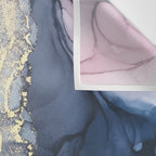 Blush, Payne's Gray and Gold Metallic Abstract Wall Tapestry Gallery Image 3