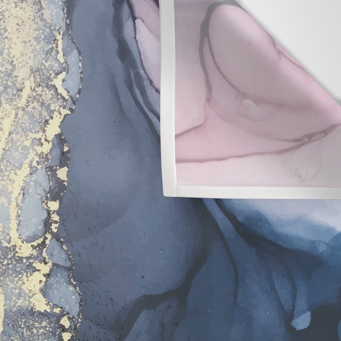 Blush, Payne's Gray and Gold Metallic Abstract Wall Tapestry Gallery Image 3