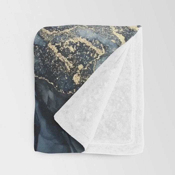 Blush, Payne's Gray and Gold Metallic Abstract Throw Blanket Gallery Image 3