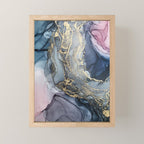 Blush, Payne's Gray and Gold Metallic Abstract Mini Art Print Gallery Image 1