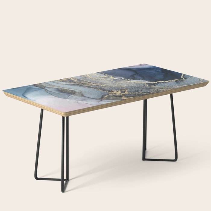Blush, Payne's Gray and Gold Metallic Abstract Coffee Table Gallery Image 1