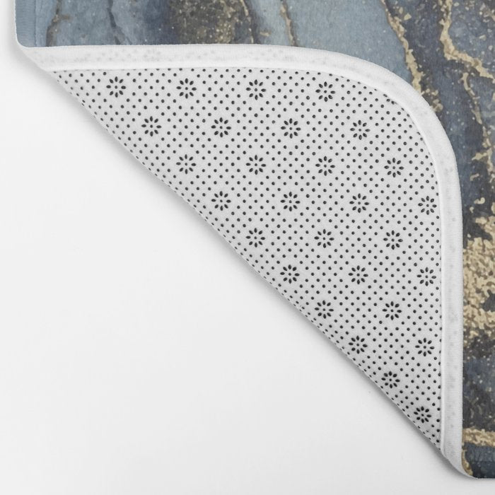 Blush, Payne's Gray and Gold Metallic Abstract Bath Mat Gallery Image 2