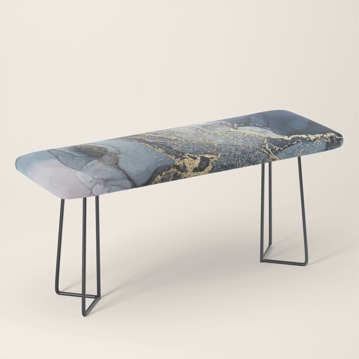 Blush, Payne's Gray and Gold Metallic Abstract Bench Gallery Image 1