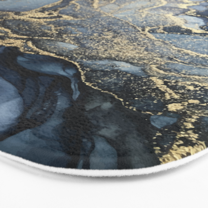 Blush, Payne's Gray and Gold Metallic Abstract Bath Mat Gallery Image 3