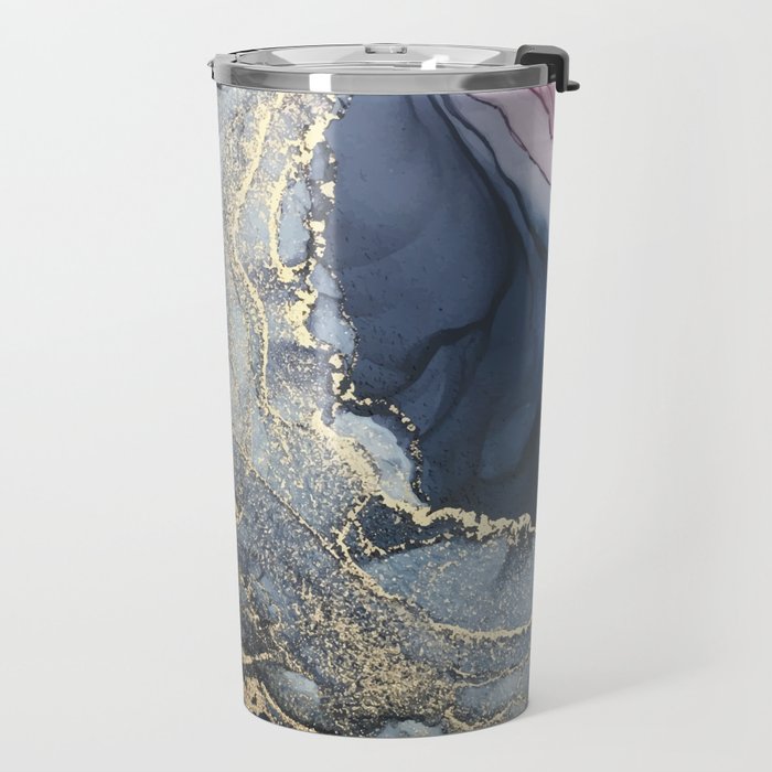 Blush, Payne's Gray and Gold Metallic Abstract Travel Mug Gallery Image 2