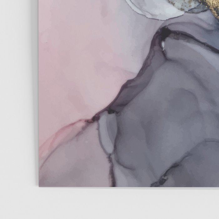 Blush, Payne's Gray and Gold Metallic Abstract Poster Gallery Image 3