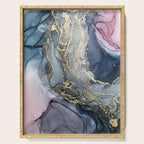 Blush, Payne's Gray and Gold Metallic Abstract Serving Tray Gallery Image 1