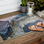 Blush, Payne's Gray and Gold Metallic Abstract Outdoor Rug Gallery Image 2
