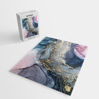 Blush, Payne's Gray and Gold Metallic Abstract Jigsaw Puzzle Gallery Image 2