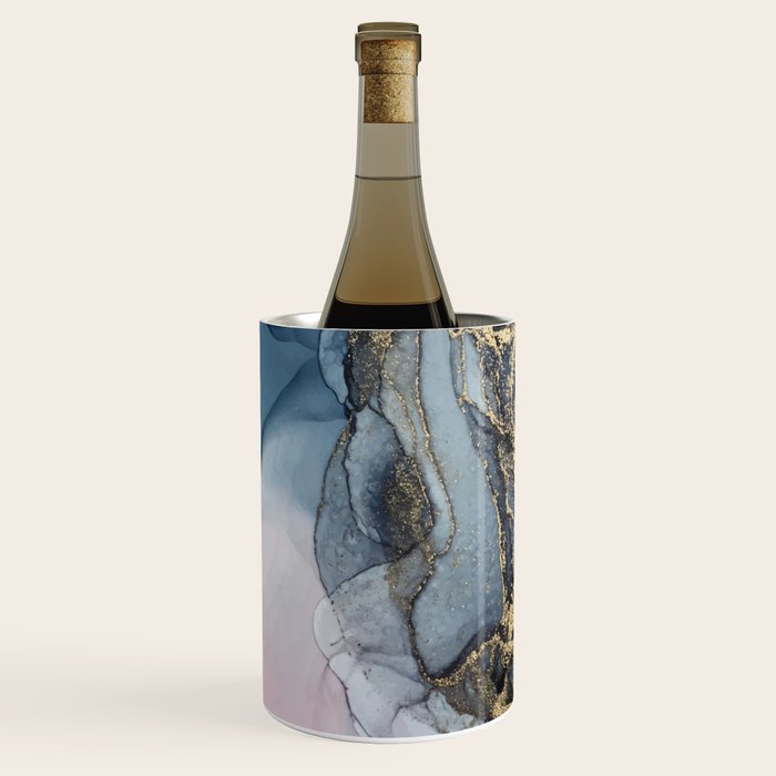 Blush, Payne's Gray and Gold Metallic Abstract Wine Chiller Gallery Image 2