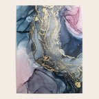 Blush, Payne's Gray and Gold Metallic Abstract Poster Gallery Image 4