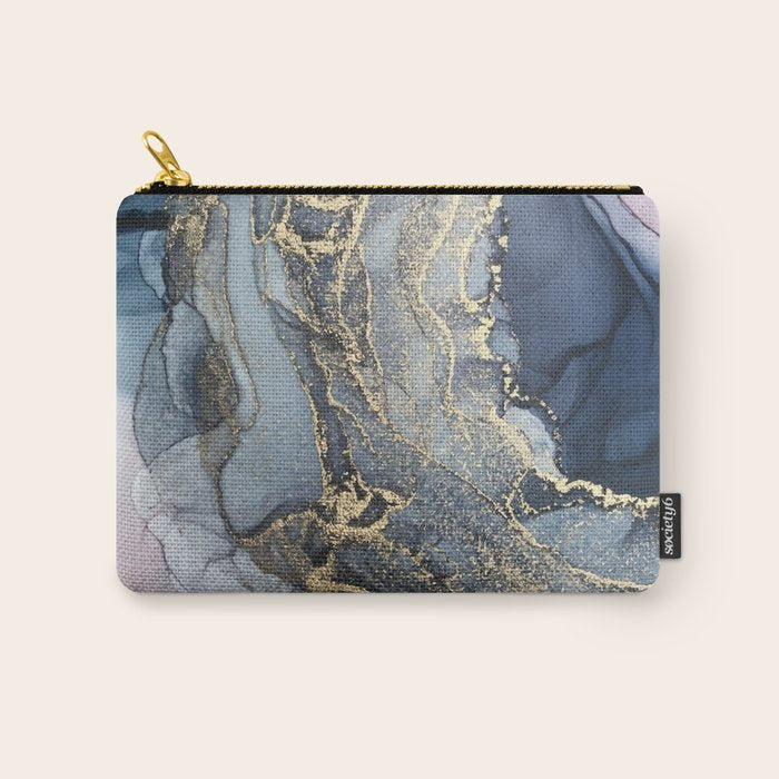 Blush, Payne's Gray and Gold Metallic Abstract Carry All Pouch Gallery Image 1