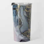 Blush, Payne's Gray and Gold Metallic Abstract Travel Mug Gallery Image 3