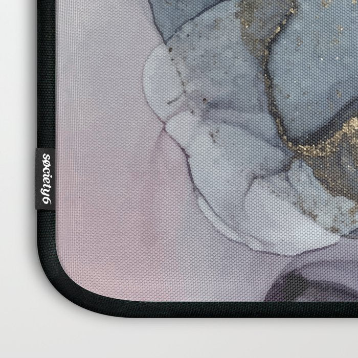 Blush, Payne's Gray and Gold Metallic Abstract Laptop Sleeve Gallery Image 3