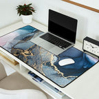 Blush, Payne's Gray and Gold Metallic Abstract Desk Mat Gallery Image 2