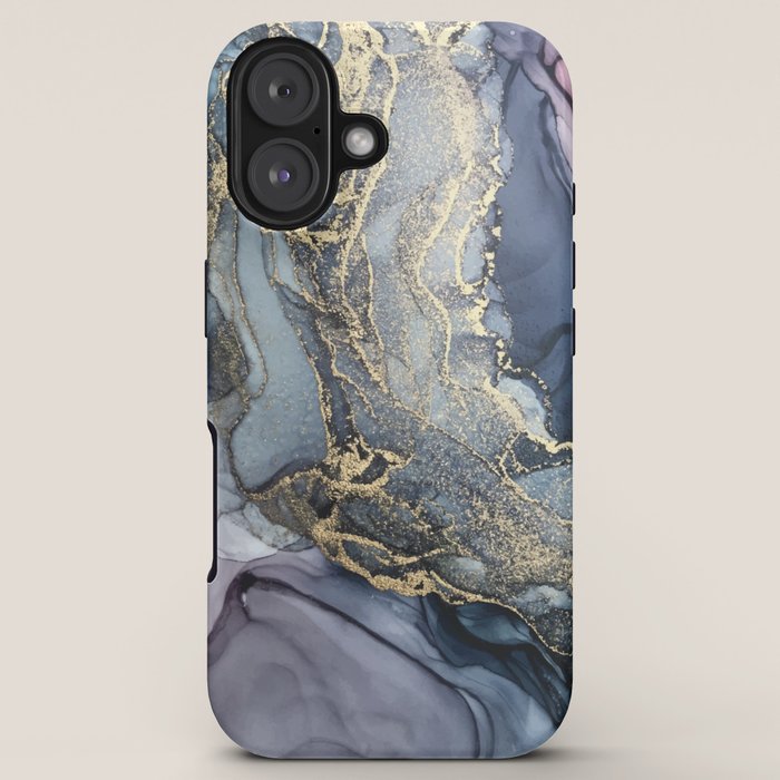 Blush, Payne's Gray and Gold Metallic Abstract iPhone Case Gallery Image 5