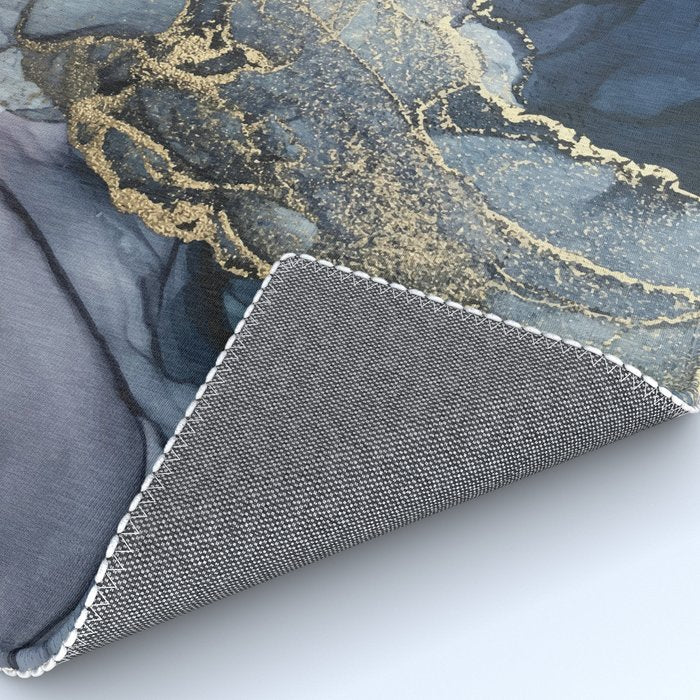 Blush, Payne's Gray and Gold Metallic Abstract Rug Gallery Image 4