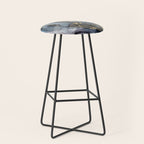 Blush, Payne's Gray and Gold Metallic Abstract Stool Gallery Image 1