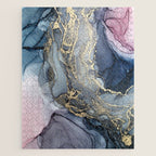 Blush, Payne's Gray and Gold Metallic Abstract Jigsaw Puzzle Gallery Image 1