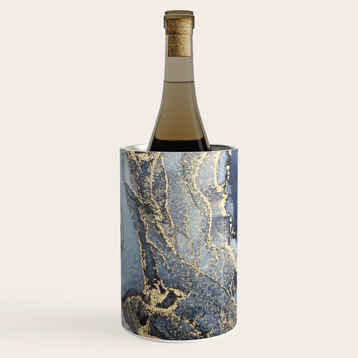 Blush, Payne's Gray and Gold Metallic Abstract Wine Chiller Gallery Image 1