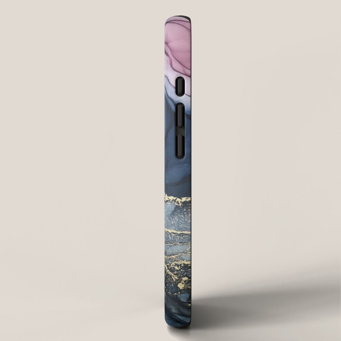 Blush, Payne's Gray and Gold Metallic Abstract iPhone Case Gallery Image 2