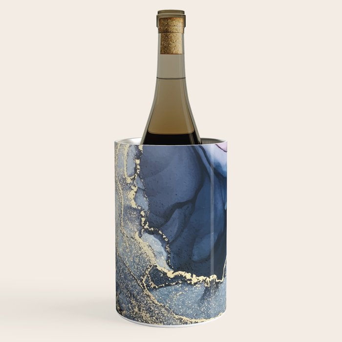 Blush, Payne's Gray and Gold Metallic Abstract Wine Chiller Gallery Image 3