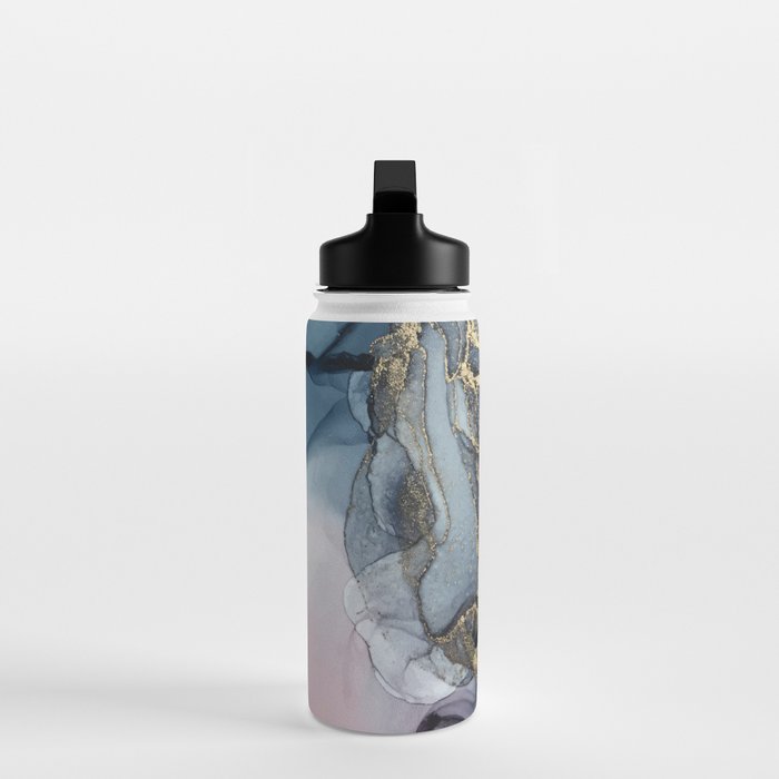 Blush, Payne's Gray and Gold Metallic Abstract Water Bottle Gallery Image 3
