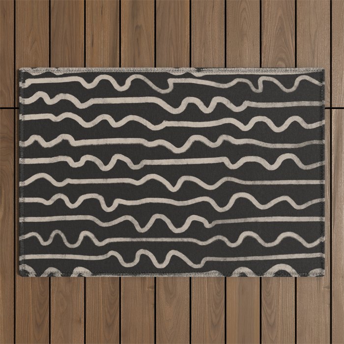 Noir: Mid Century Pattern Outdoor Rug Gallery Image 1