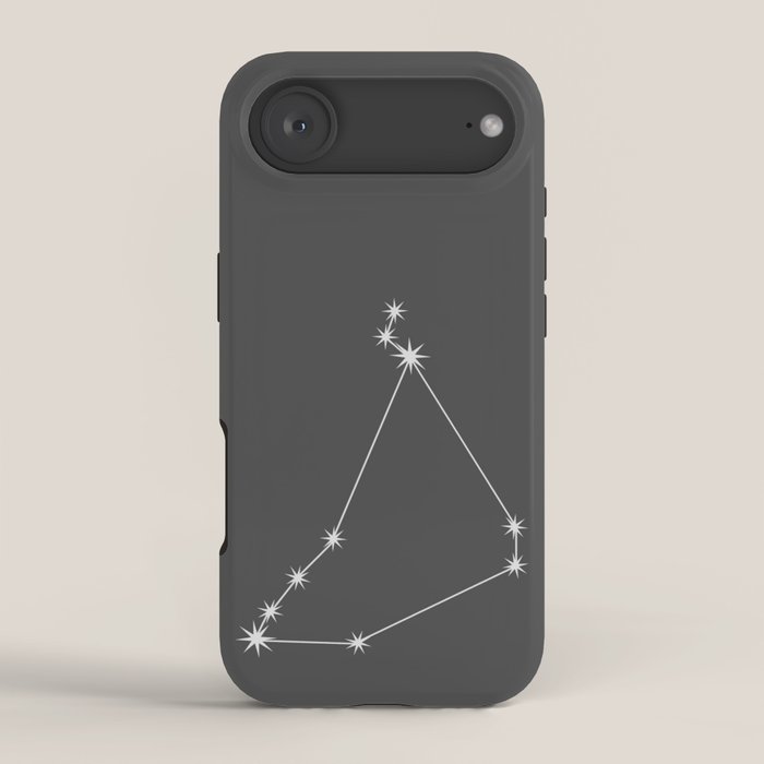 Capricorn Zodiac Star Constellation Line Art Grey iPhone Case Gallery Image 2
