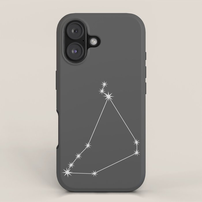 Capricorn Zodiac Star Constellation Line Art Grey iPhone Case Gallery Image 1