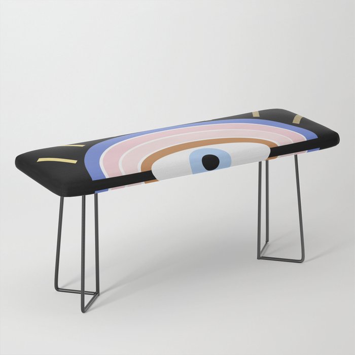 Retro evil eye - black & gold Bench Gallery Image 1