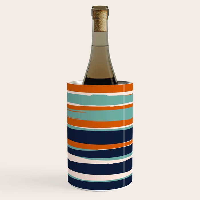 Stripes Abstract, Orange, Teal, Navy Wine Chiller Gallery Image 1