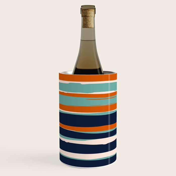 Stripes Abstract, Orange, Teal, Navy Wine Chiller Gallery Image 2
