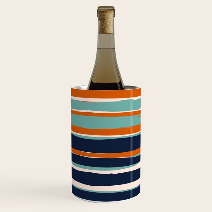 Stripes Abstract, Orange, Teal, Navy Wine Chiller Gallery Image 3