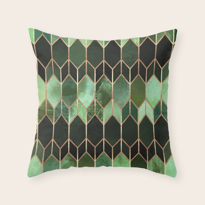 Stained Glass 5 - Forest Green Throw Pillow Gallery Image 6
