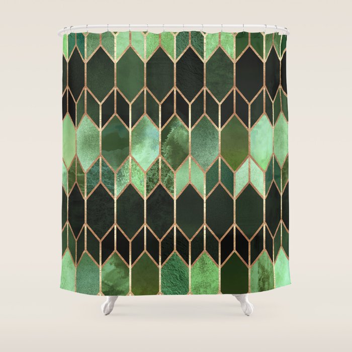 Stained Glass 5 - Forest Green Shower Curtain Gallery Image 1