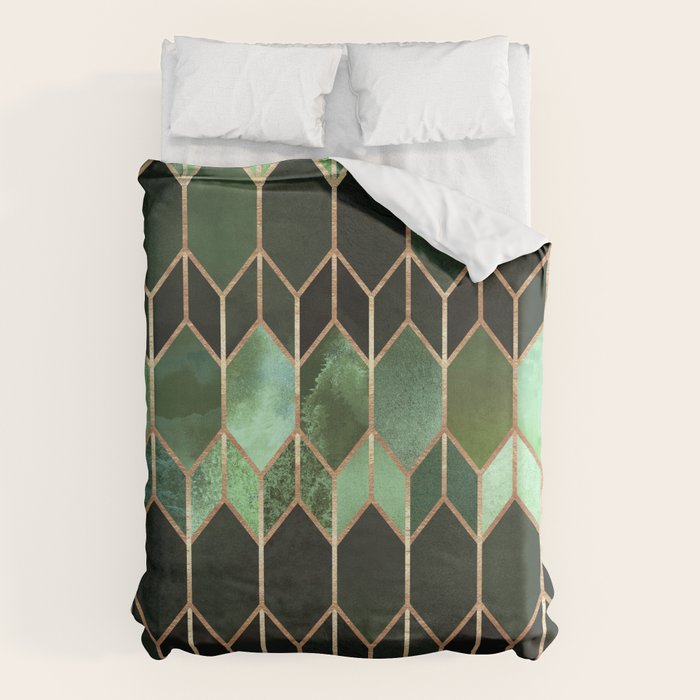 Stained Glass 5 - Forest Green Duvet Cover Gallery Image 1