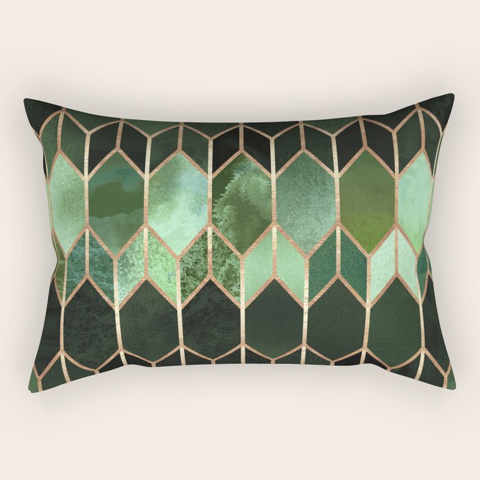 Stained Glass 5 - Forest Green Rectangular Pillow Gallery Image 2