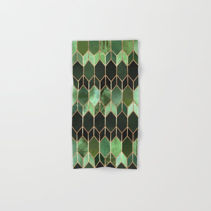 Stained Glass 5 - Forest Green Hand & Bath Towel Gallery Image 1