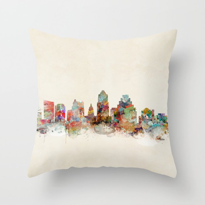 austin texas skyline Throw Pillow Gallery Image 6