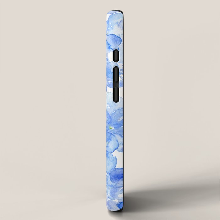 Elegant purple blue hand painted watercolor hortensia floral iPhone Case Gallery Image 2