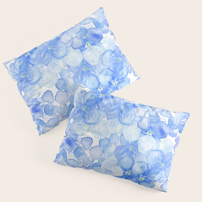 Elegant purple blue hand painted watercolor hortensia floral Pillow Sham Gallery Image 3
