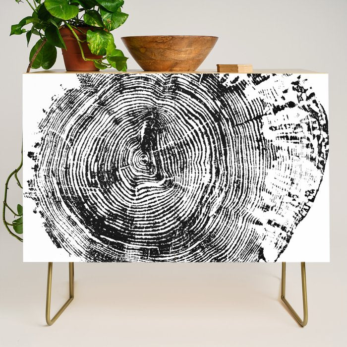 Old Oak - Tree ring ink woodblock print Credenza Gallery Image 1