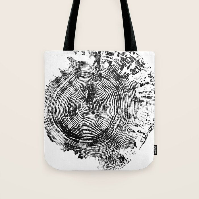 Old Oak - Tree ring ink woodblock print Tote Bag Gallery Image 1