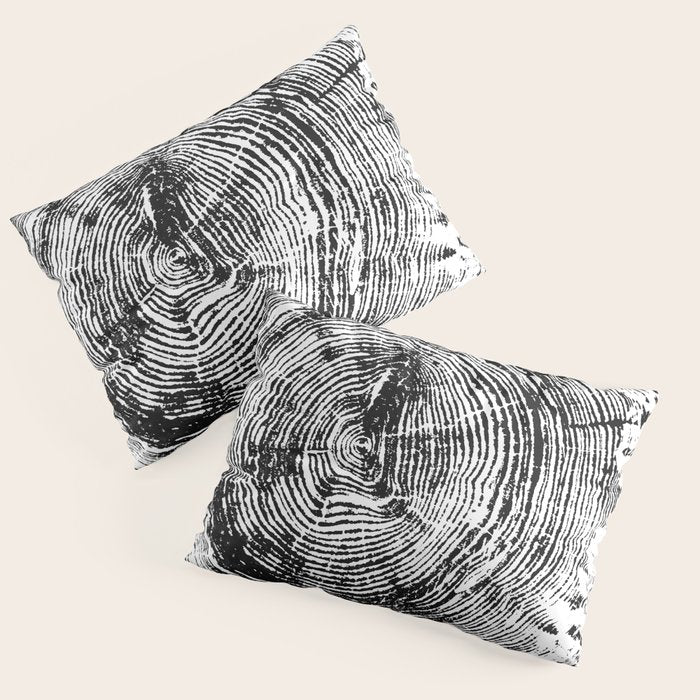Old Oak - Tree ring ink woodblock print Pillow Sham