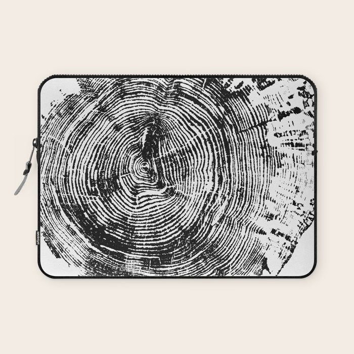 Old Oak - Tree ring ink woodblock print Laptop Sleeve Gallery Image 1
