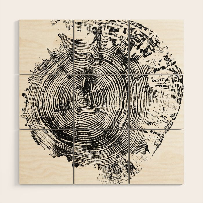 Old Oak - Tree ring ink woodblock print Wood Wall Art Gallery Image 1