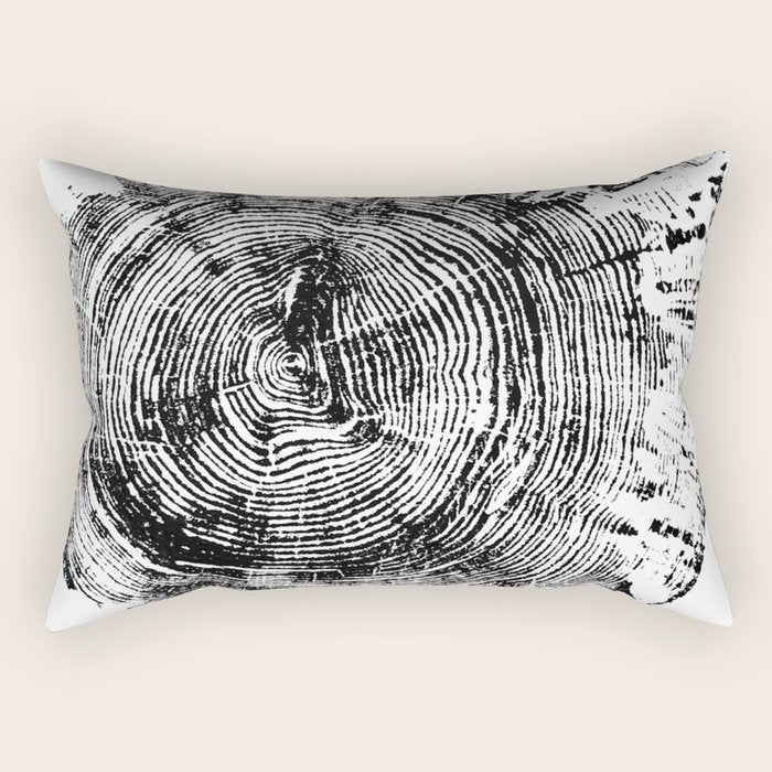Old Oak - Tree ring ink woodblock print Rectangular Pillow Gallery Image 2
